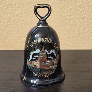 Washington DC US Capitol Commemorative Ceramic Bell Gold Paint Accents